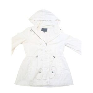 Jacob Women's White Hooded Jacket XS Polyester‎ Zip Drawstring Waist